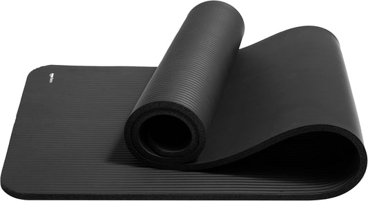 Amazon Basics 1/2 Inch Extra Thick Exercise Yoga Mat with Carrying Strap, Cushioned Support, for Fitness and Gym Workouts