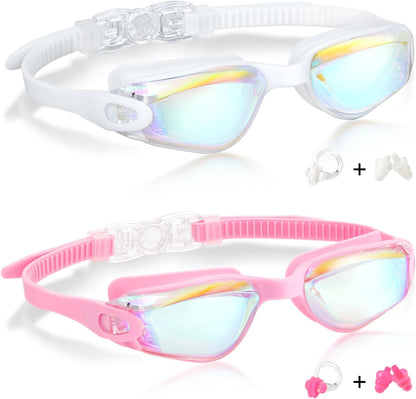 Aegend Kids Swim Goggles, Pack of 2 Swimming Goggles for Children Boys & Girls Age 3-14