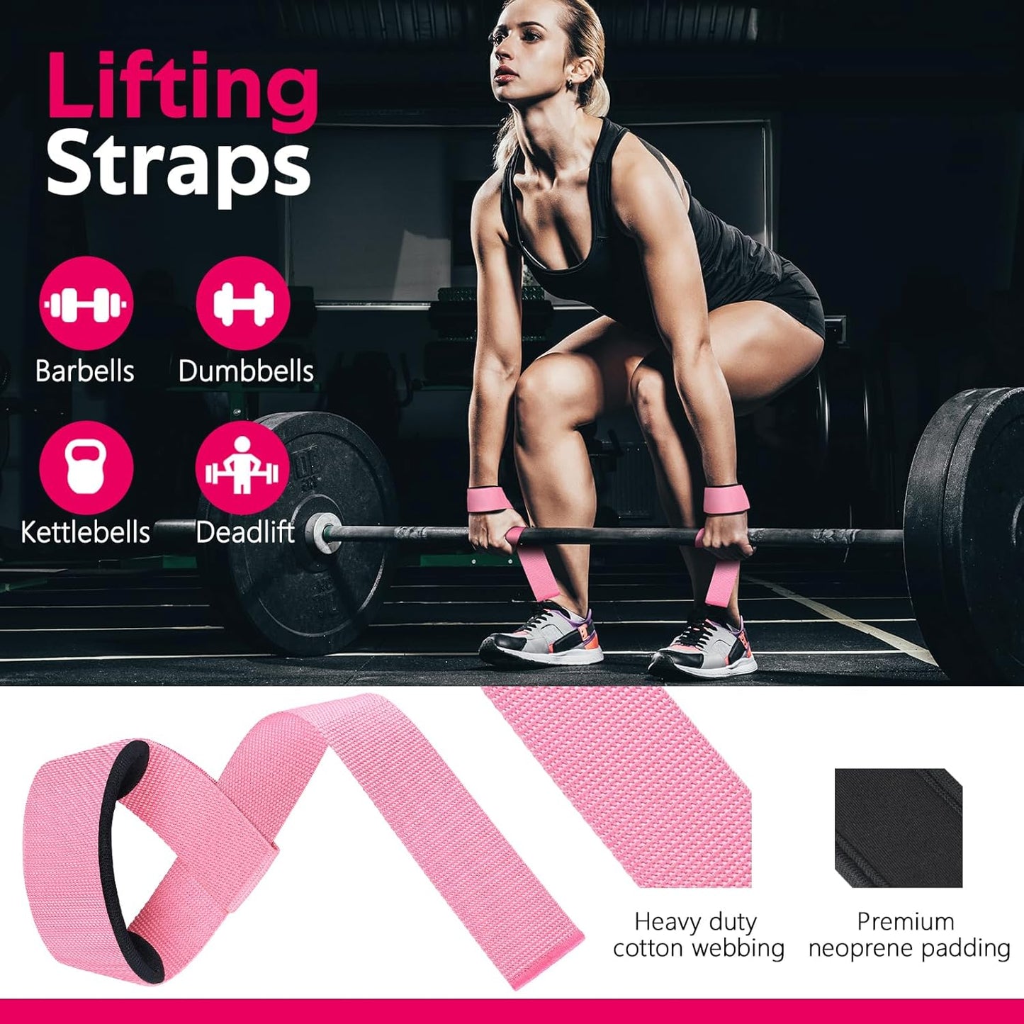 WALITO 8Pcs Barbell Pad Set for Hip Thrust - Squat Pad,Gym Accessories for Women with Bar Bad,Bench Press, with Gym Ankle Straps,Resistance Bands for Working Out,Lifting Strap,Carry Bag
