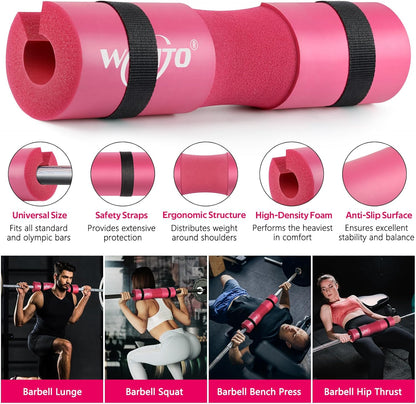 WALITO 8Pcs Barbell Pad Set for Hip Thrust - Squat Pad,Gym Accessories for Women with Bar Bad,Bench Press, with Gym Ankle Straps,Resistance Bands for Working Out,Lifting Strap,Carry Bag