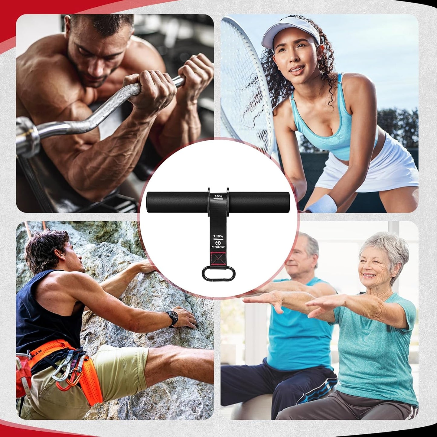 FitBeast Forearm Strengthener & Wrist Roller Forearm Exerciser - Adjustable Forearm Strength Trainer with Thickened Anti-Slip Grip Handles, Ideal for Boosting Grip Strength & Muscle Building