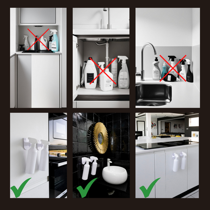 Soporte Botellas Spray y ganchos adhesivos para pared